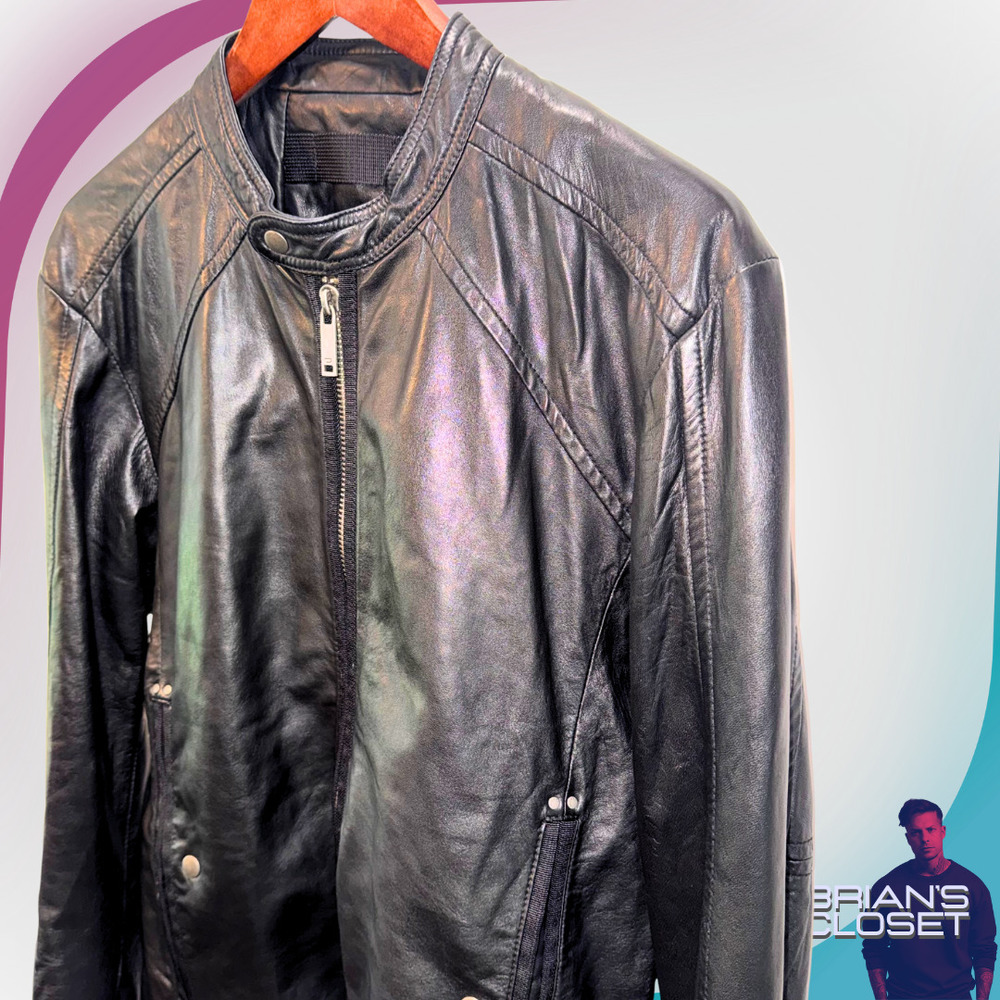 DIESEL Men's Leather Motorcycle Jacket in Black - L - Picture 7 of 15